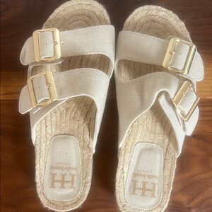 Haute Hippie Cream Comfort Sandals with Adjustable Straps